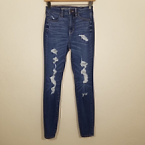 American Eagle Outfitters Denim - American Eagle Super Hi-Rise Jegging The Dream Jeans Distressed Size 0